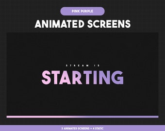 Twitch-Stream-Bildschirme | Animierte rosa-lila Farbverlaufsbildschirme | Twitch-Overlay-Bildschirme | Stream beginnt bald, BRB, offline, endet