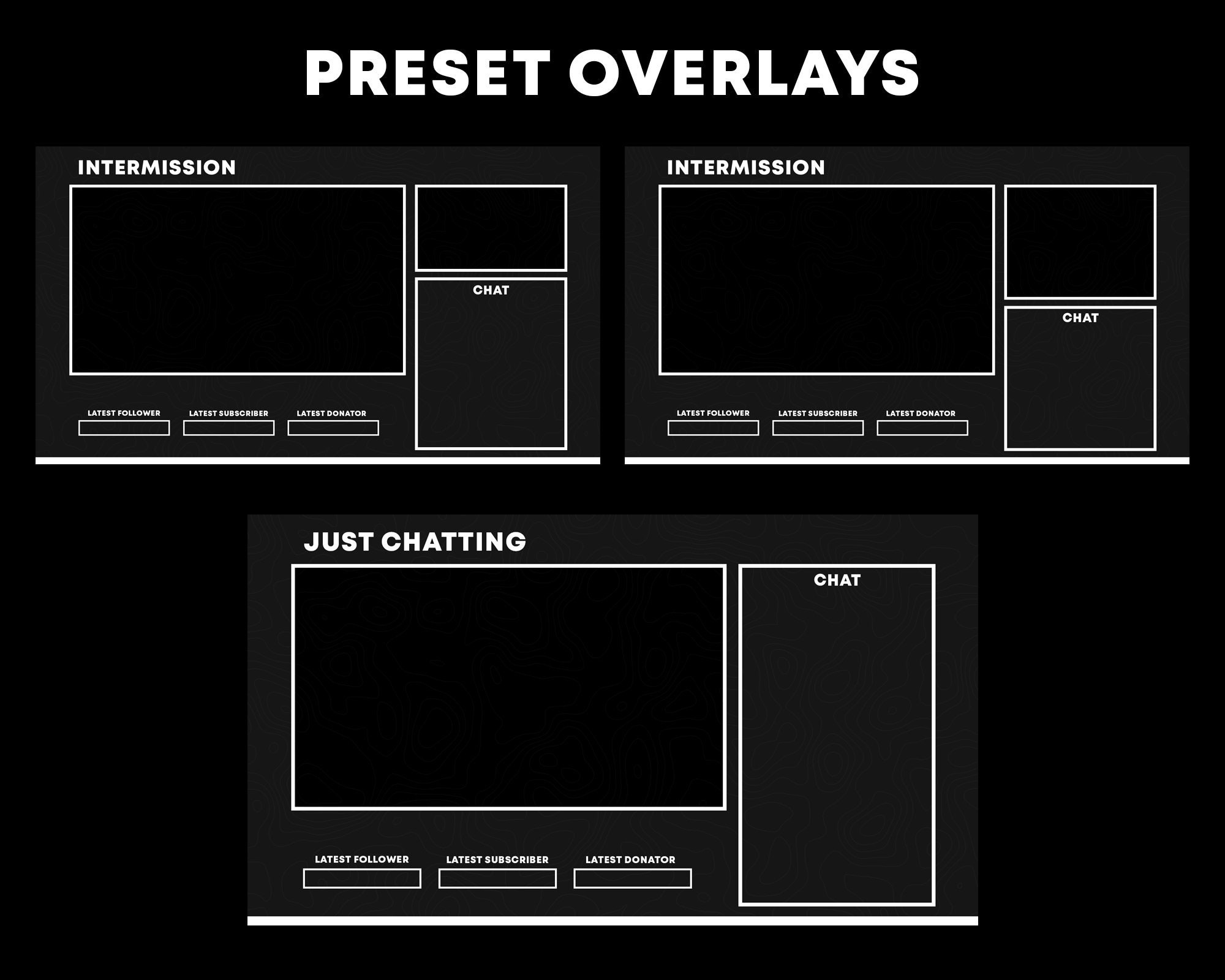 ANIMATED Twitch Overlay Pack | Black and White - Dark Theme Package ...