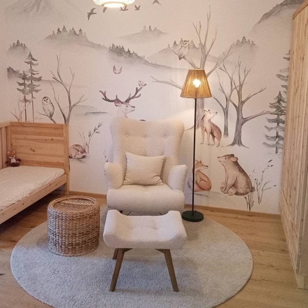 Scandinavian armchair BALOO rocking armchair/ nursing chair // Schaukelstuhl/ Sessel //WINGBACK + FOOTSTOOL