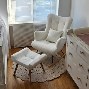 Scandinavian armchair BALOO rocking armchair/ nursing chair // Schaukelstuhl/ Sessel //WINGBACK FOOTSTOOL zdjęcie 1