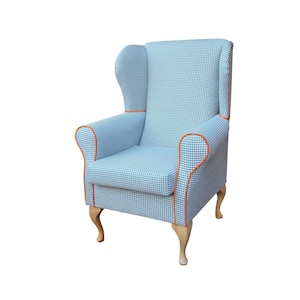 Niebiesko-pomarańczowy fotel Wingback + PODUSZKA //CUSTOM MADE/fotel do karmienia // Schaukelstuhl/ Sessel