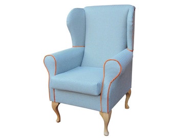 Blue/Orange Wingback armchair+ CUSHION //CUSTOM MADE/ nursing chair // Schaukelstuhl/ Sessel