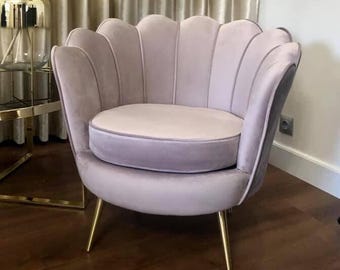 Ivory Beige Velvet Shell Chair – Elegant Neutral Accent Armchair with Metal Legs, Perfect for Entryway, Bedroom, Salon or Waiting Area Decor