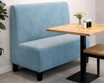 Modern Dining Banquette Bench – Custom Upholstered Seating Booth in Light Blue