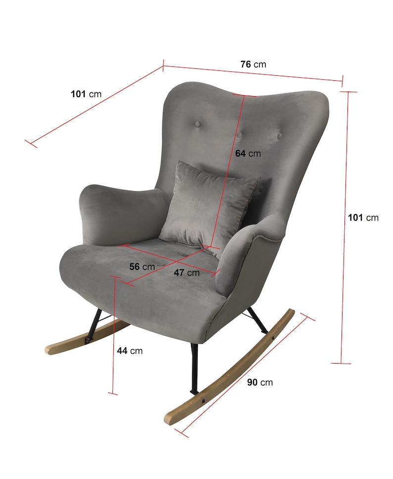 Scandinavian armchair BALOO rocking armchair/ nursing chair // Schaukelstuhl/ Sessel //WINGBACK FOOTSTOOL zdjęcie 7