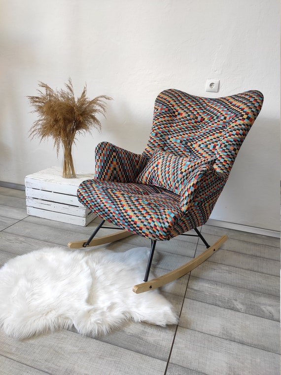 Barcelona pattern Scandinavian armchair rocking armchair/ nursing chair //  Schaukelstuhl/ Sessel