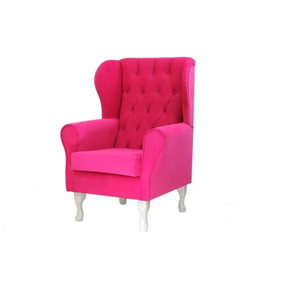 Intense Pink Chesterfield Ohrensessel + KISSEN // INDIVIDUALISIERUNG/ Stillstuhl // Schaukelstuhl/ Sessel