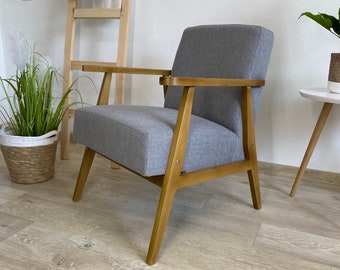 Poltrona Inari bassa in legno ispirata alle sedie polacche degli anni '60-'70 // Sessel// Poltrona // Fauteuil// Vintage// Scandinava