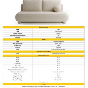 May include: A beige GAJA sofa with a rounded design. The sofa has two large back cushions and a smaller round cushion. The dimensions are 96 cm high, 96 cm deep, and 209 cm wide. The seat height is 44 cm, and the seat depth is 75 cm.