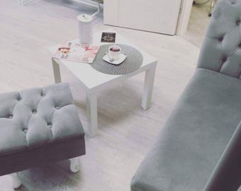 Quilted FOOTSTOOL// footrest //Sessel//