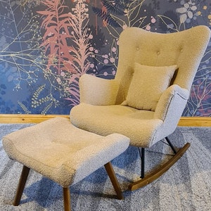 Scandinavian armchair BALOO rocking armchair/ nursing chair // Schaukelstuhl/ Sessel //WINGBACK FOOTSTOOL zdjęcie 4