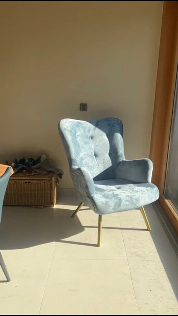 Poltrona scandinava in velluto schiacciato/ sedia da allattamento