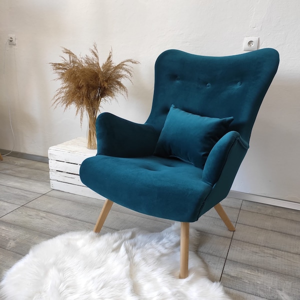 Fauteuil scandinave/ chaise d'allaitement Turquoise Solo // Schaukelstuhl/ Sessel //WINGBACK