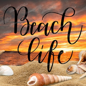 12.25&quot; x 6.25&quot; License Plate Digital Files for Sublimation Beach Life Sunset