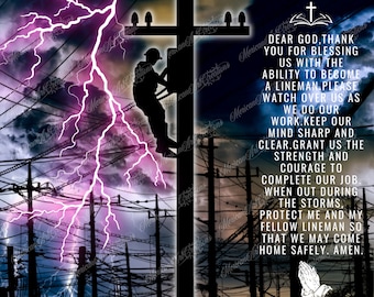20 oz Straight Digital Files for Sublimation Lineman Prayer Electricity Electrical Storm  Pole Man