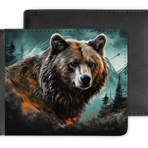 Design de face única de 4" x 3,75" para arquivos digitais de carteira para sublimação Bear Rustic Nature Wild Life