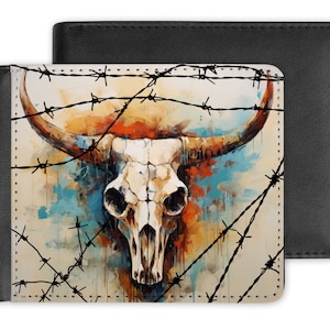 Design de face única de 4" x 3,75" para arquivos digitais de carteira para sublimação Longhorn Western Country