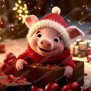 20 oz Straight Digital Files for Sublimation Piggy Winter Christmas Pig