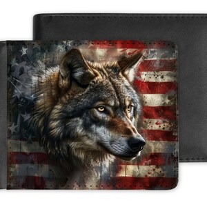 4" x 3.75" 片面デザイン ウォレット用デジタルファイル 昇華印刷用 アメリカン パトリオット ウルフ