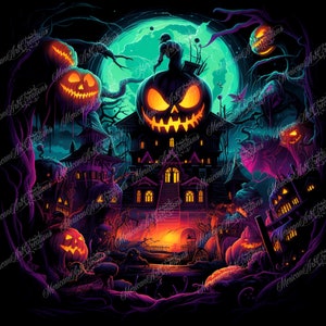 20 oz Gerade Digitale Dateien für Sublimation Neon Schwarzlicht Halloween Haunted House Kürbisse