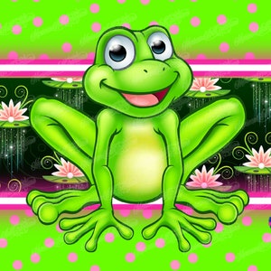 Archivos digitales de matrícula de 12,25" x 6,25" para almohadillas de sublimación Frog Lilly