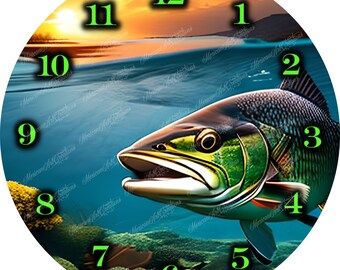 11 .75" Clock Digital Files for Sublimation Bass Fishing