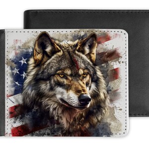 4" x 3.75" 片面デザイン ウォレット用デジタルファイル 昇華印刷用 アメリカン パトリオット ウルフ