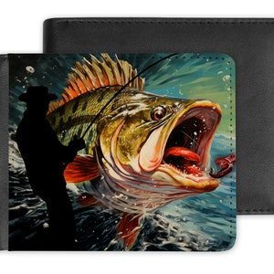 Design de face única de 4" x 3,75" para arquivos digitais de carteira para sublimação de pesca de robalo com boca grande
