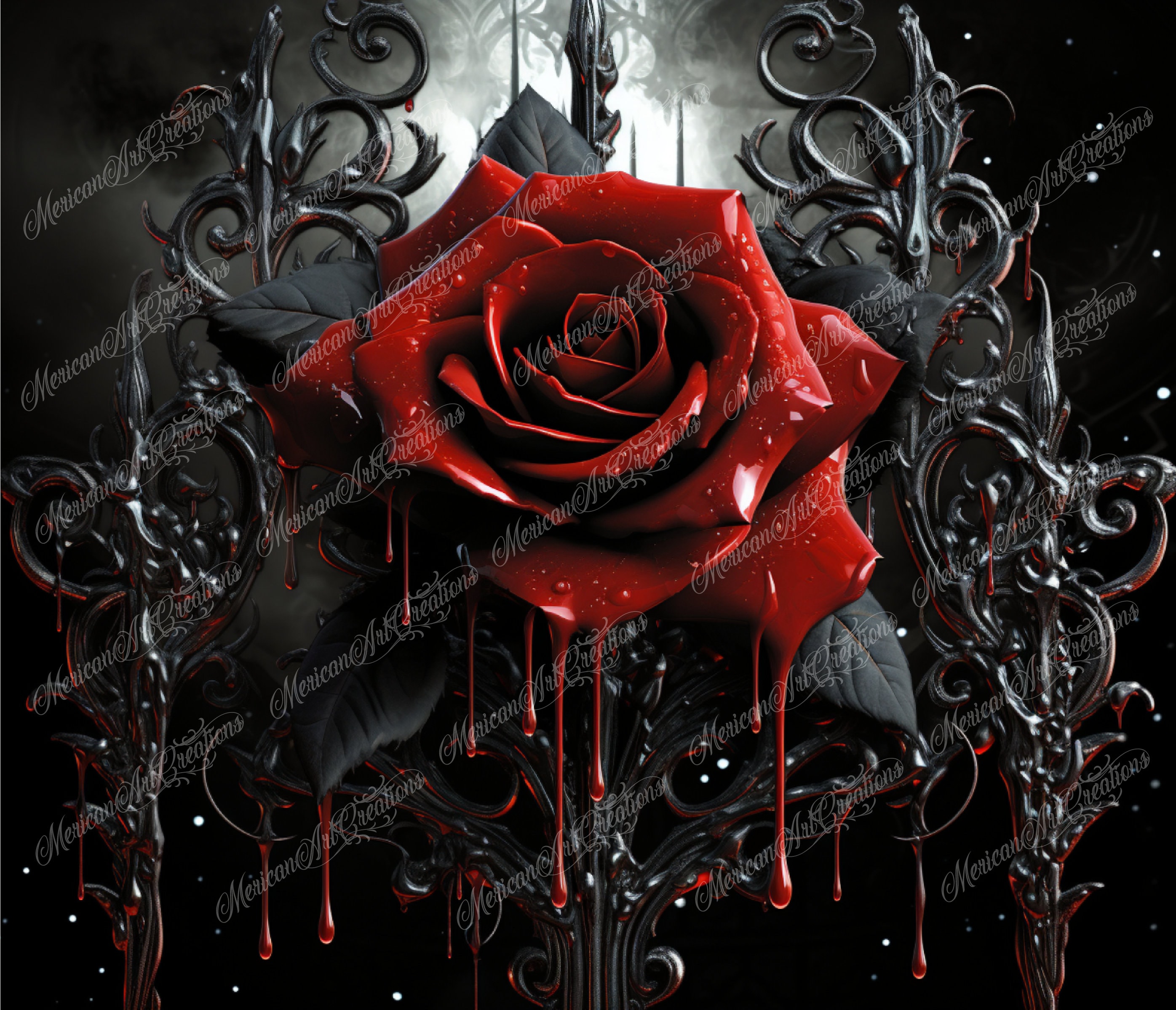 20 Oz Straight Digital Files for Sublimation Red Rose in Gothic ...