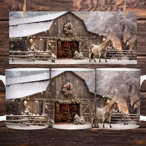 11 oz Mug Straight Digital Files for Sublimation Christmas Winter Farm Life Horse Country