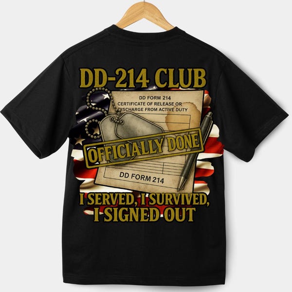 Fichier numérique 11 x 11 - Club DD-214 J'ai servi, j'ai survécu, je me suis déconnecté - Sublimation, Dtg, Dtf, UvDtf pour les anciens combattants