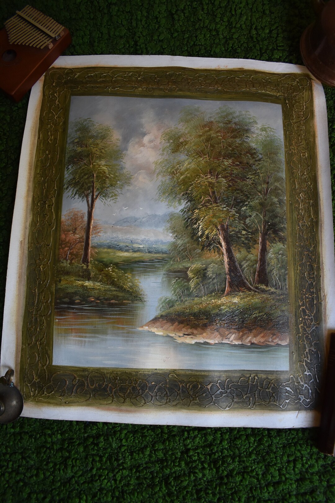 Vintage Original Oil Painting, Unstretched Canvas, Forest Painting, Oil Painting, Vintage Art