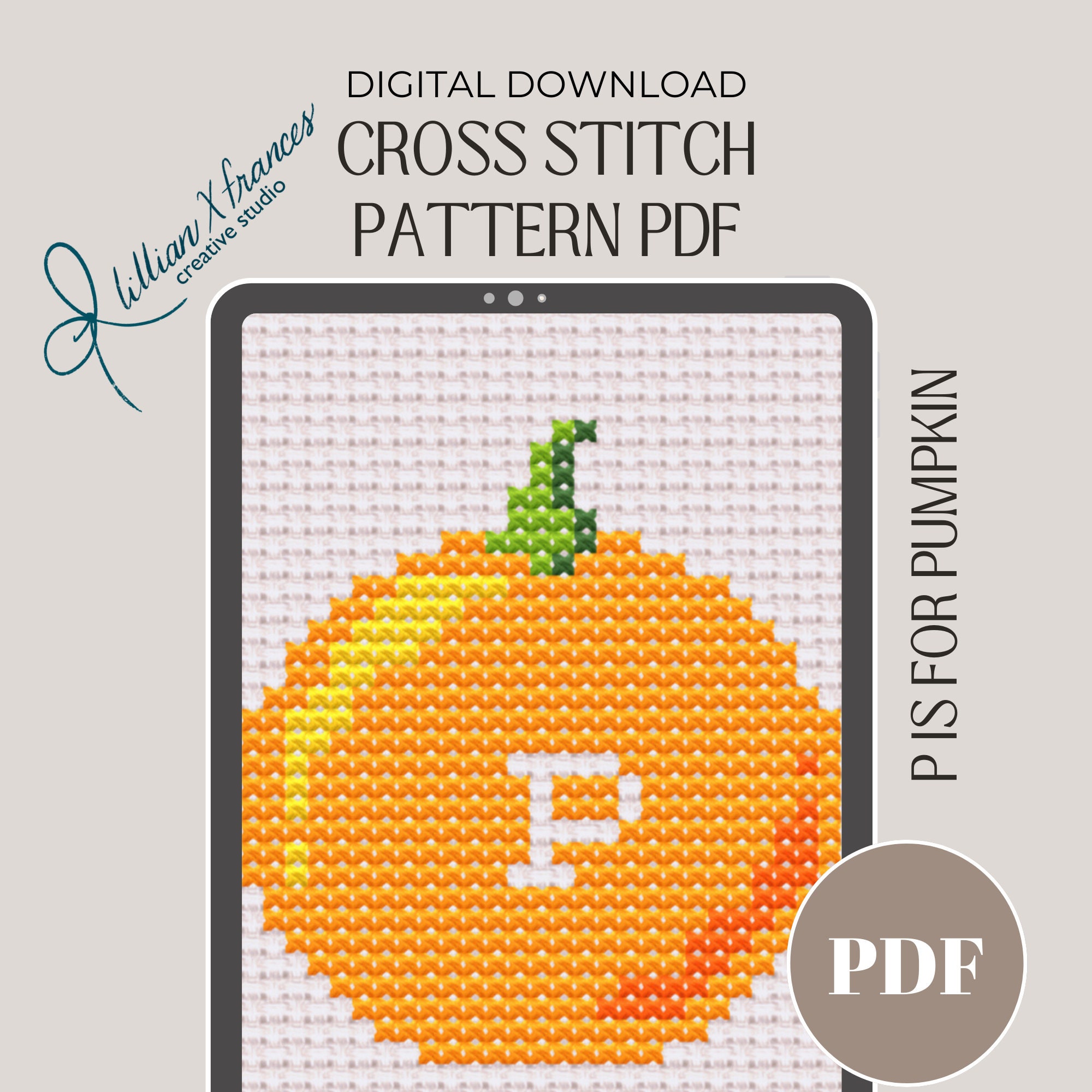 Pumpkin Cross Stitch Pattern Pdf, Baby Nursery Wall Decor, Mini Cross ...