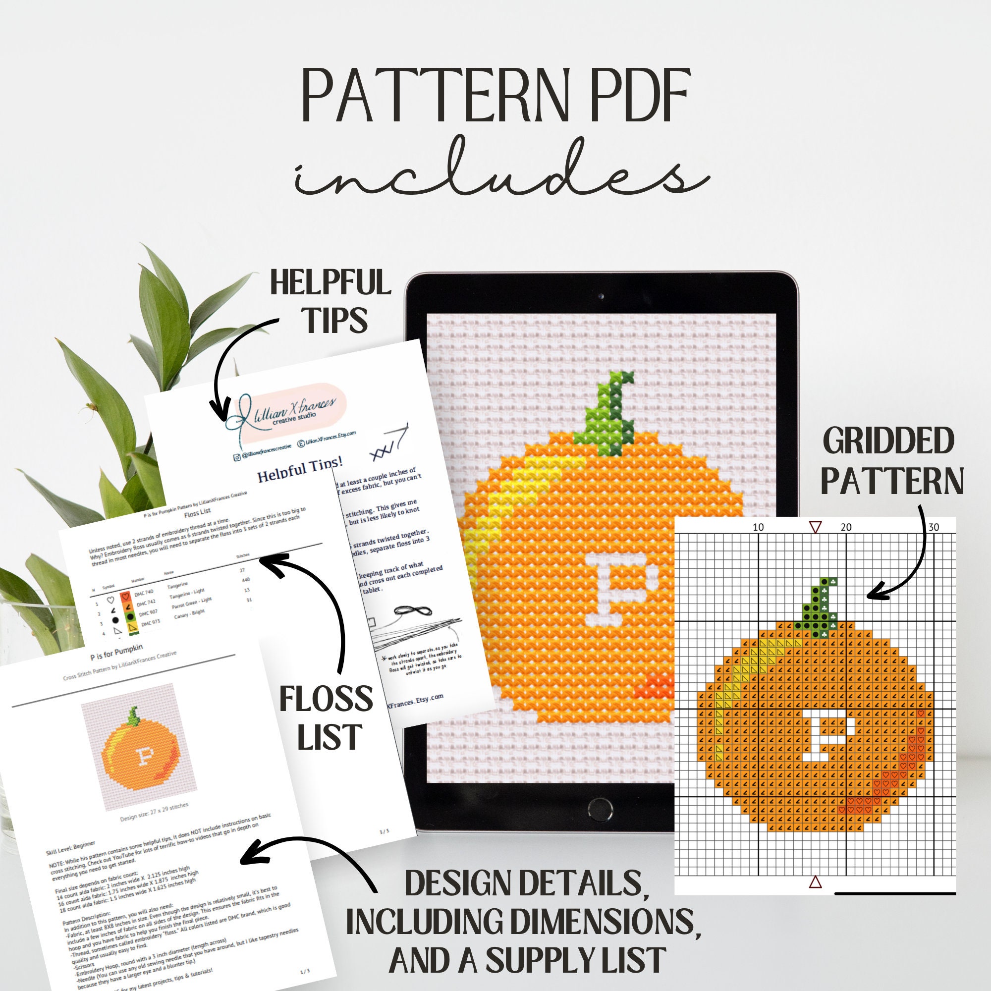Pumpkin Cross Stitch Pattern Pdf, Baby Nursery Wall Decor, Mini Cross ...