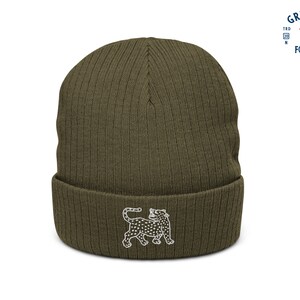 Leopard Embroidered Ribbed Beanie / 3 Colors