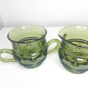 Indiana Avocado Green Cream & Sugar c1960s/vintage indiana glass/kitchen set