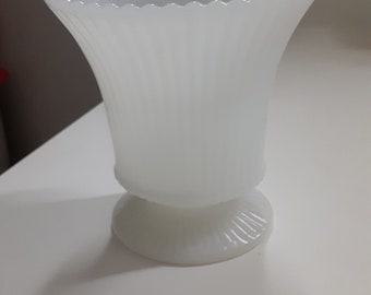 Vintage Milk Glass Oval Ribbed Vase by EO Brody/Milk Glass Vase/Oval Vase/home decor/vase