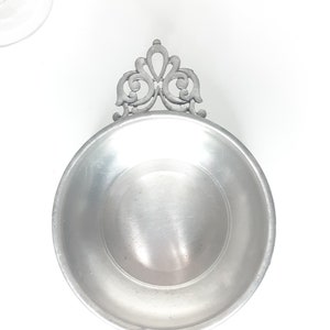 Vintage Pewter Bowl with Decorative Handle/home decor