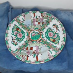 Vintage Asian Decorative handpainted porcelain plate with garden details trimmed gold/home decor plate/art plate/collectible plate