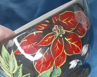Poinsettia Bowl/home decor/christmas vibes