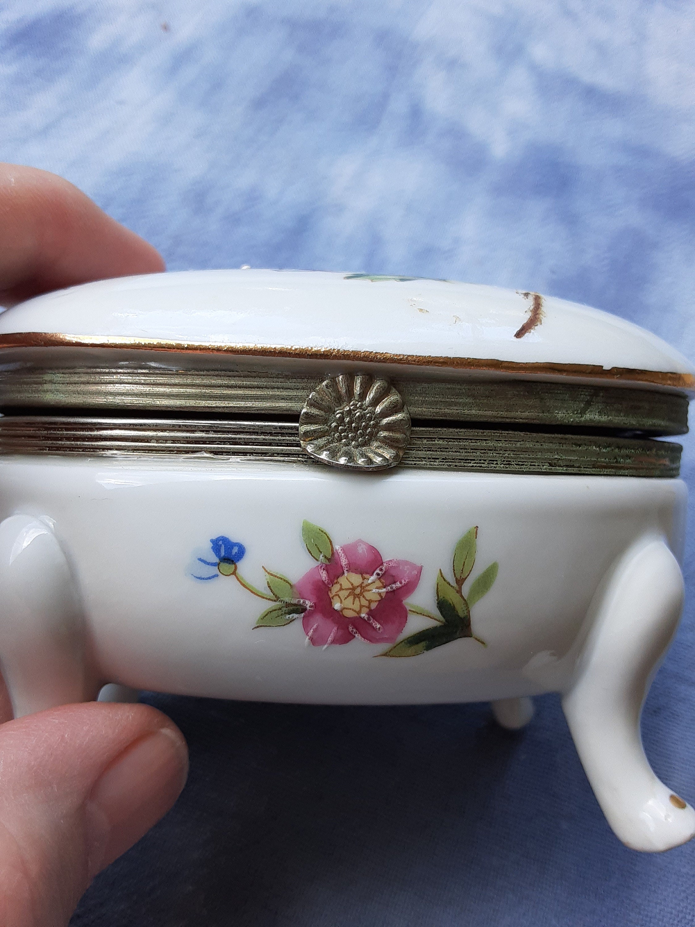 米国　Vintage Floral Design Lucite Ring Box Vintage Trinket Box Ring Box Oval Floral Flower Cute | eBay