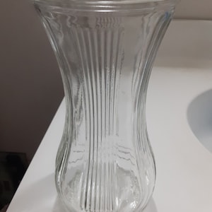 Vintage Hoosier Clear ribbed Glass 10&quot; Vase 4087-B/tall glass vase/home decor/kitchen decor/entry decor/floral vase/hour glass vase