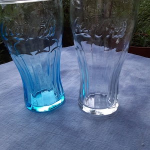 Coca cola 3D glasses blue and clear set of 2/coca cola glasses_soda glasses/drinkware