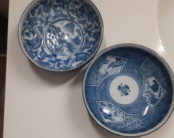 Blue white asian bowls set of 2/Asian Bowls/decorative bowls/japanese bowls