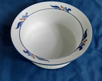 Vintage Dansk Bistro Maribo serving bowl/Maribo red berries with blue leaves with blue band/dansk serving bowl/vintage bowl