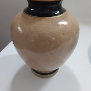 Black & Khaki speckled with gold trim Vase/home decor/modern vase
