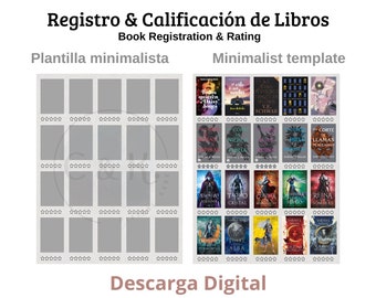 Book Rating & Registration, Minimalist Template, Digital Download, Reading Journal.