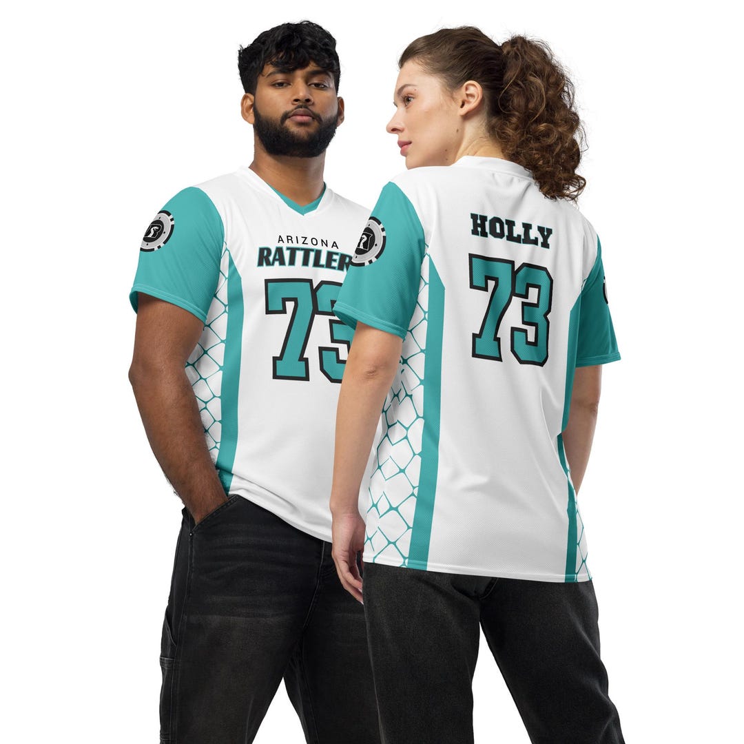 Arizona Rattlers White and Teal Recycled Unisex Jersey Israel