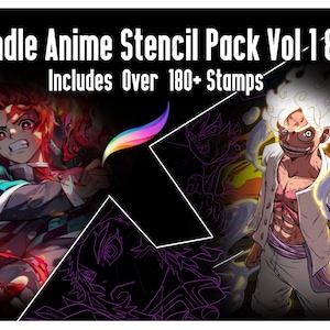 Digital Anime Stamp Pack BUNDLE Vol 1 & 2| Includes 180+ Stamps For Procreate