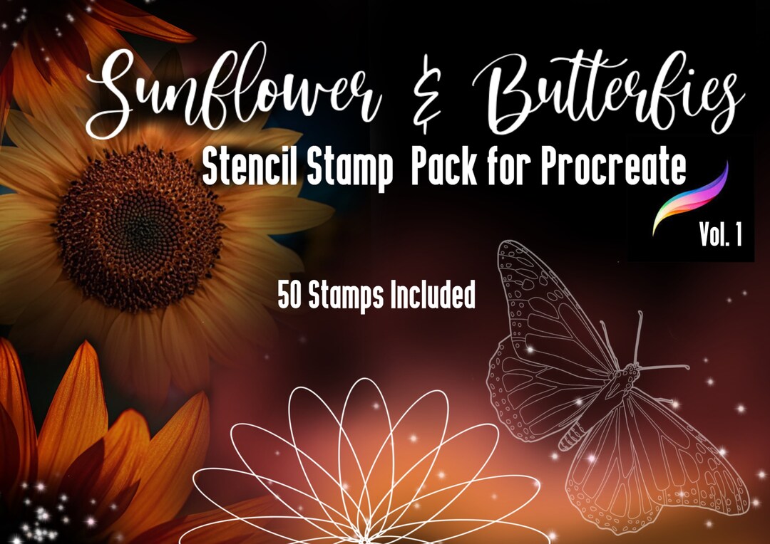 Digital Sunflower Stamp Pack Vol 1 | Procreate | 50 Stamps Included - Etsy
